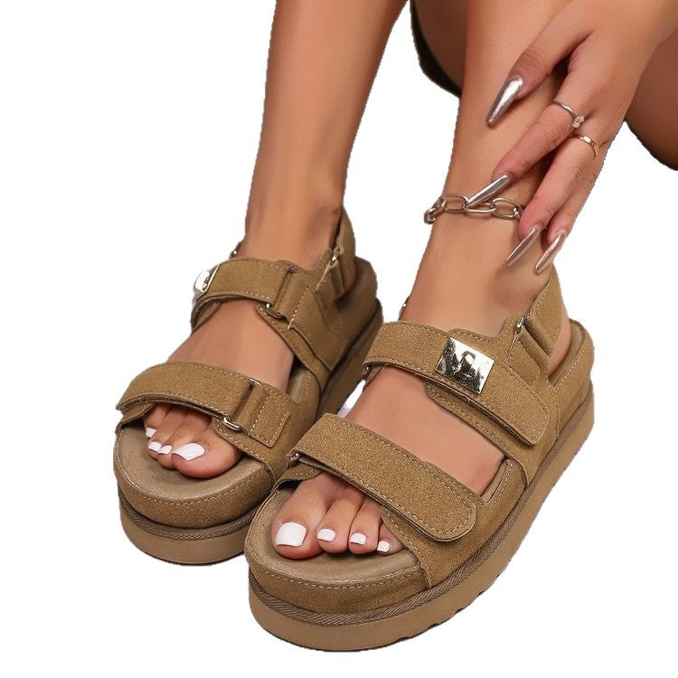 Zapatos de plataforma para mujer con cierre de velcro