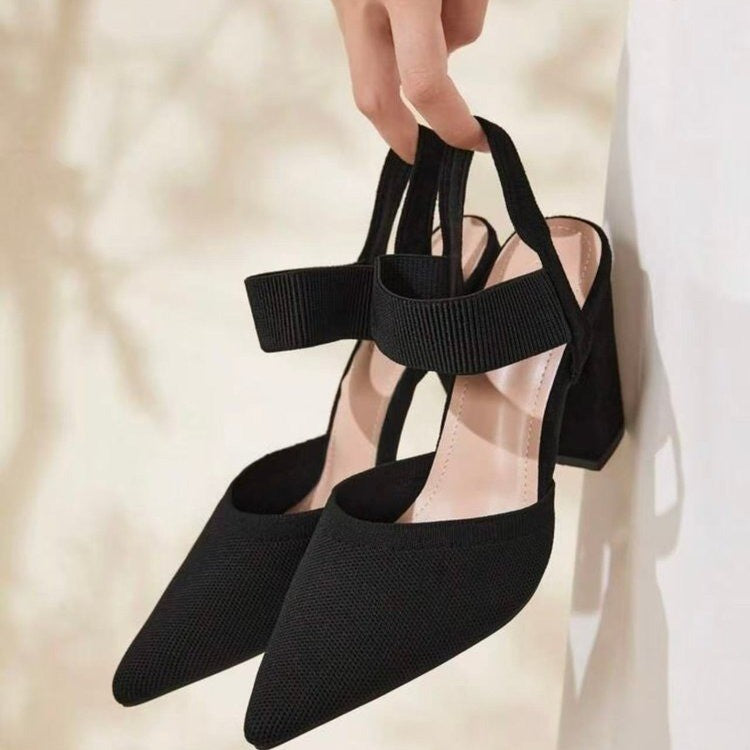 Tacones de Tacon Cuadrado con Punta Afilada para Mujer
