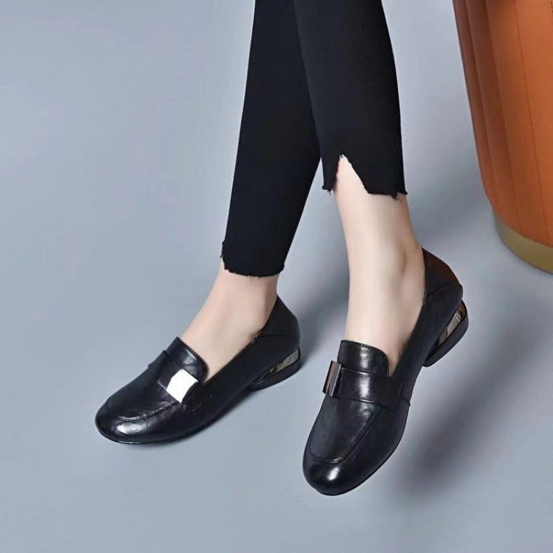 Zapatos retro de piel de vaca suave