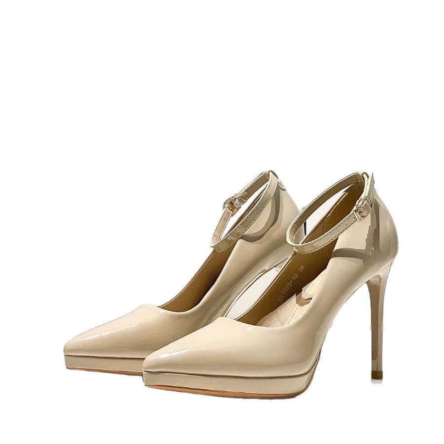 Zapatos de Tacón Alto con Punta y Correa de Tobillo