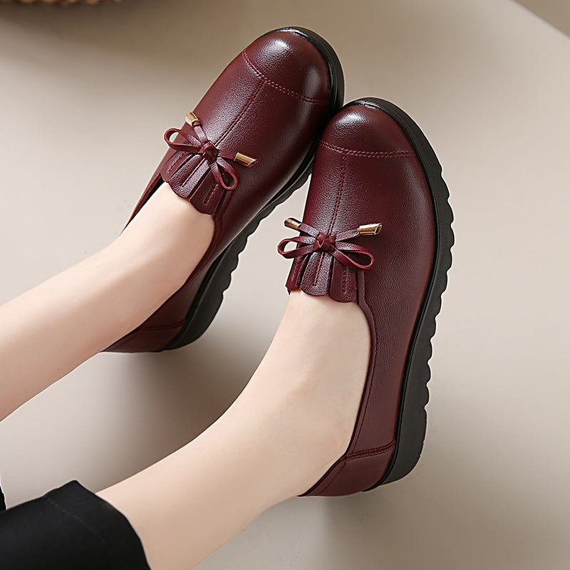 Zapatos planos casuales de piel auténtica