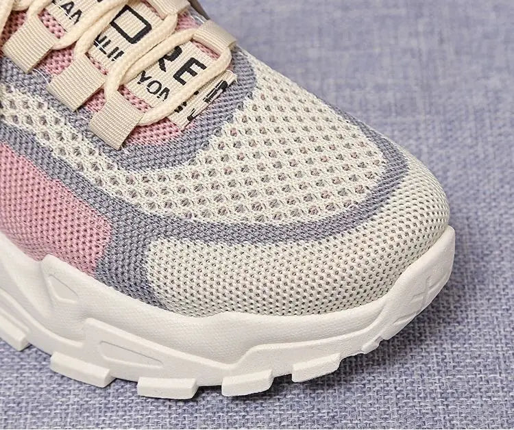Zapatillas deportivas de malla transpirable con suela chunky