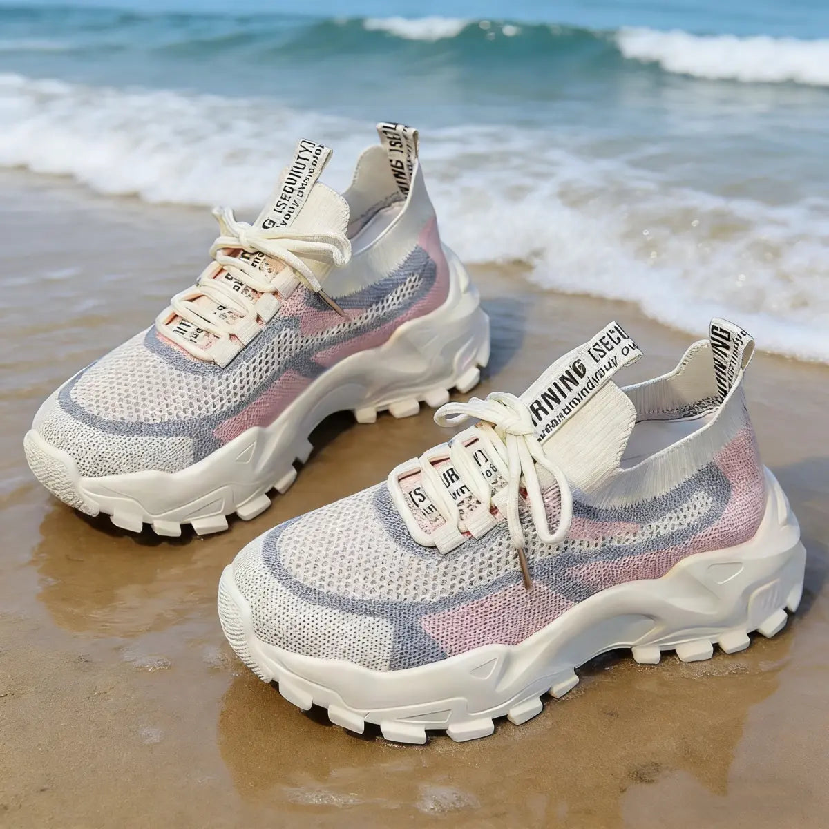 Zapatillas deportivas de malla transpirable con suela chunky