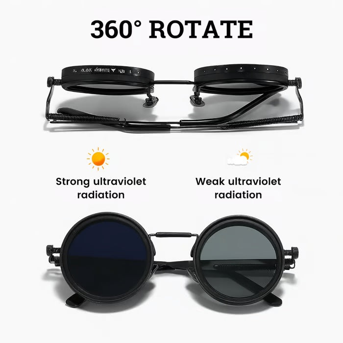 🔥49% de descuento🔥 Gafas de sol retro con lentes polarizadas redondeadas y tinte ajustable