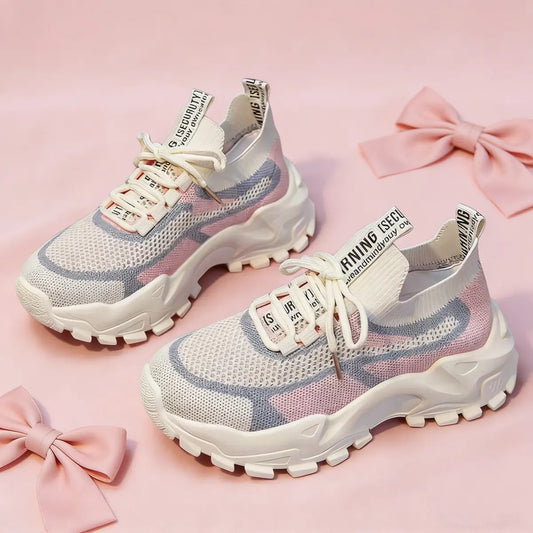 Zapatillas deportivas de malla transpirable con suela chunky
