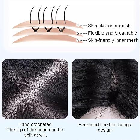 Extensiones de cabello naturales, ligeras y discretas en la parte superior de la cabeza.