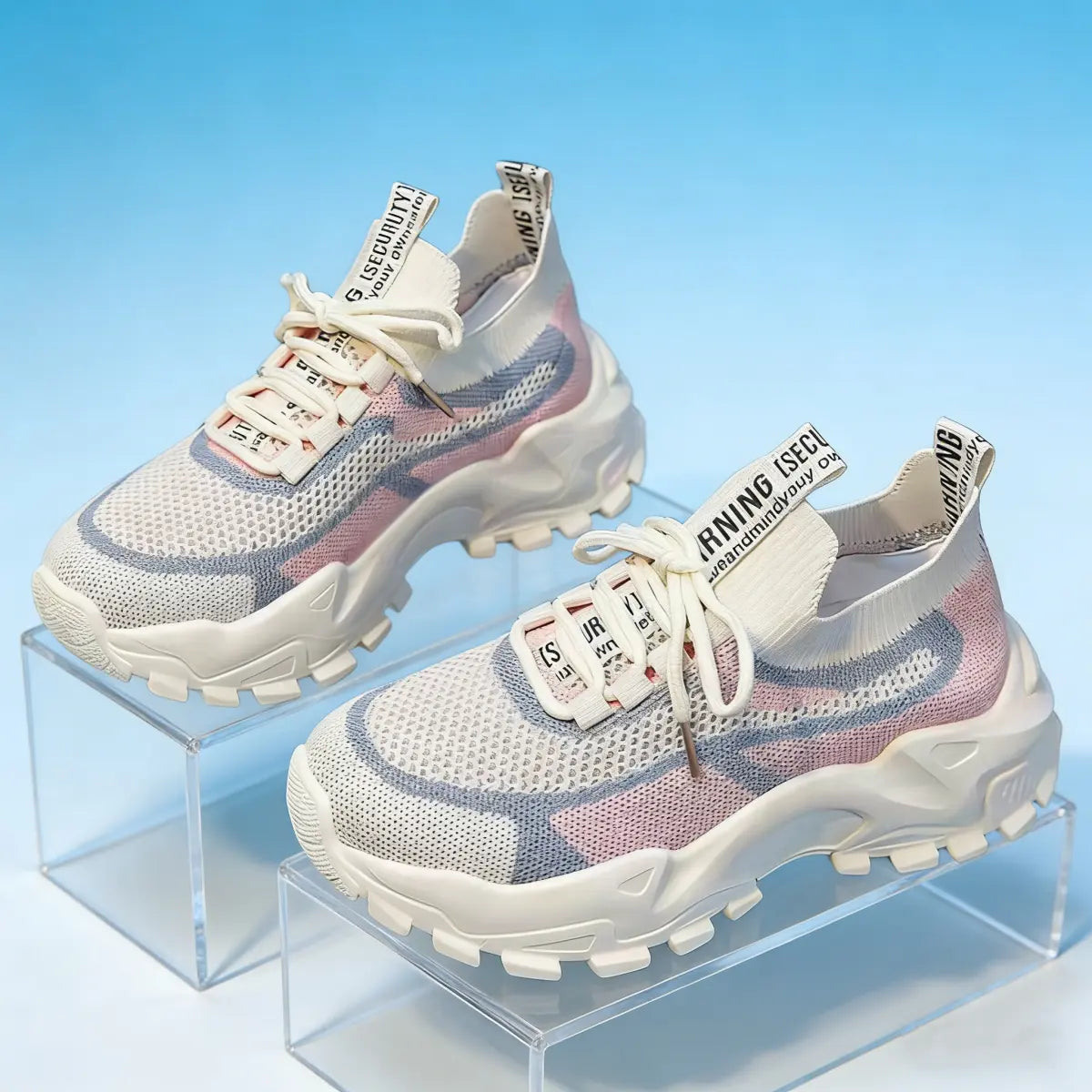 Zapatillas deportivas de malla transpirable con suela chunky
