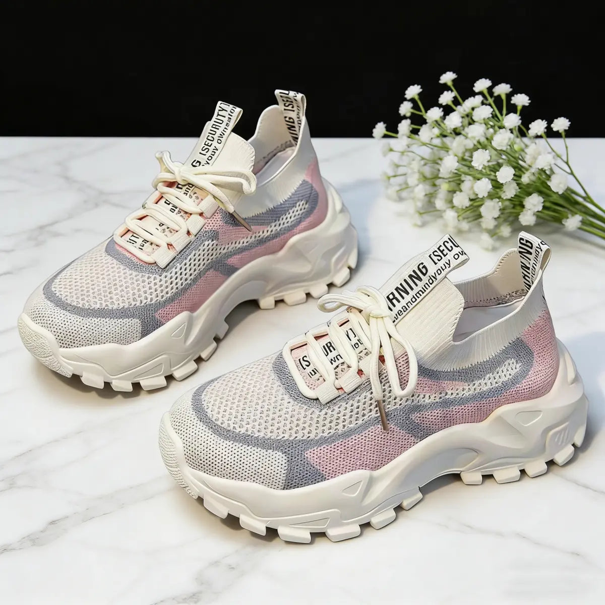 Zapatillas deportivas de malla transpirable con suela chunky