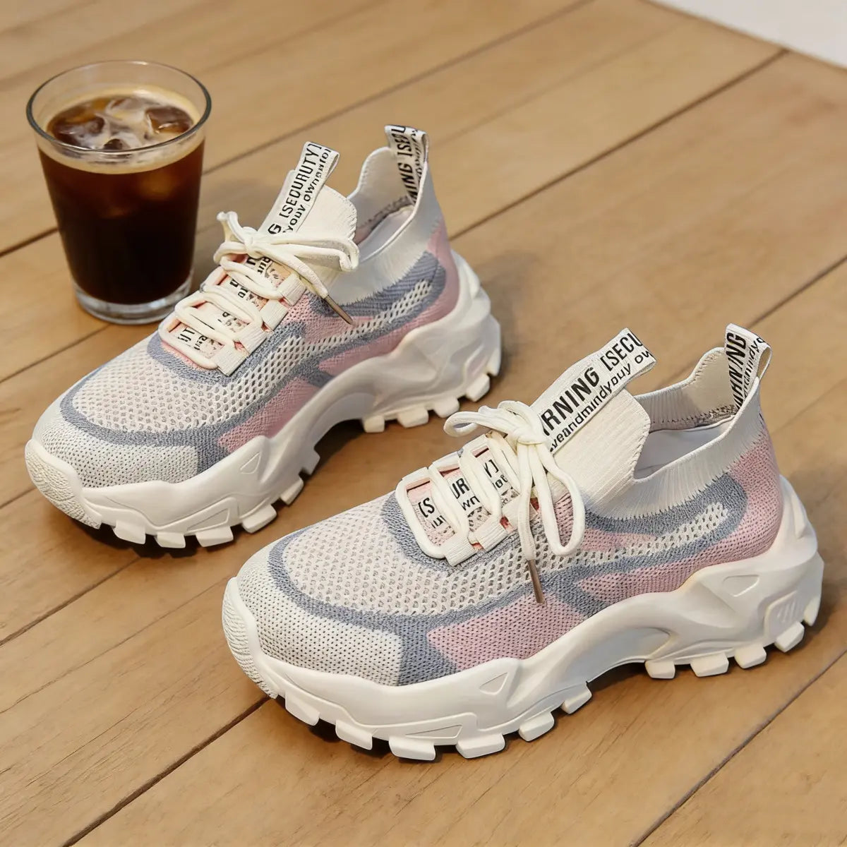 Zapatillas deportivas de malla transpirable con suela chunky
