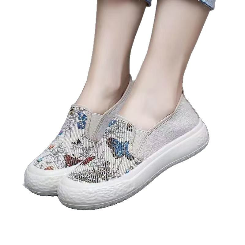 Zapatos de tacón con suela blanda y estilo étnico
