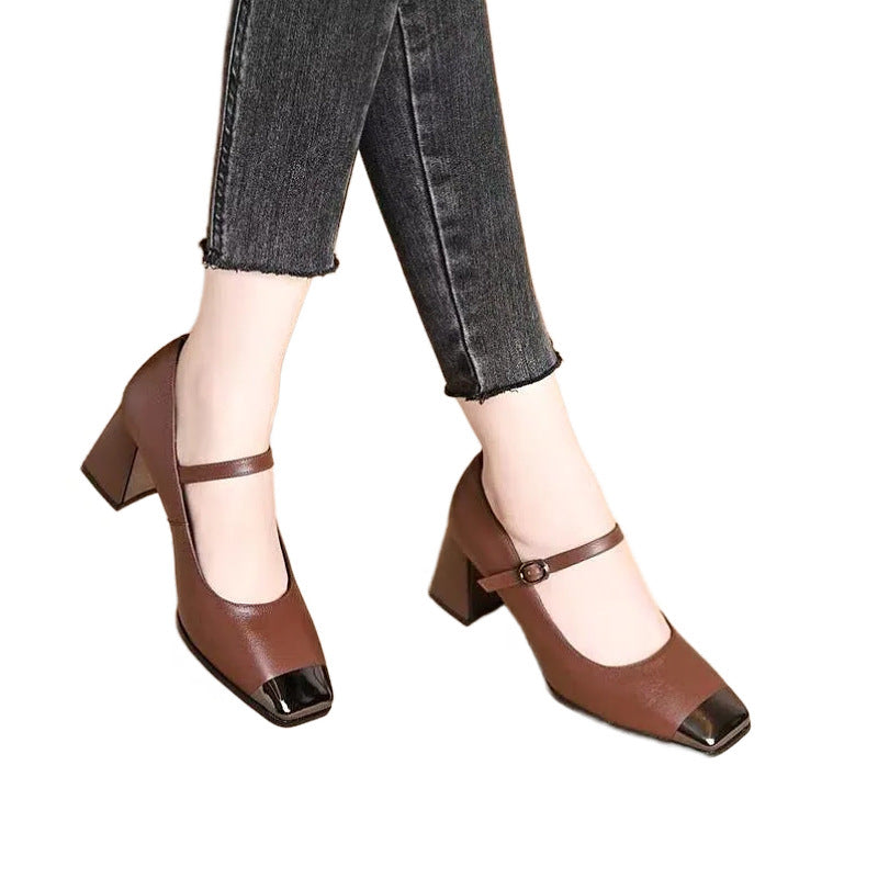 Zapatos Mary Jane de cuero auténtico