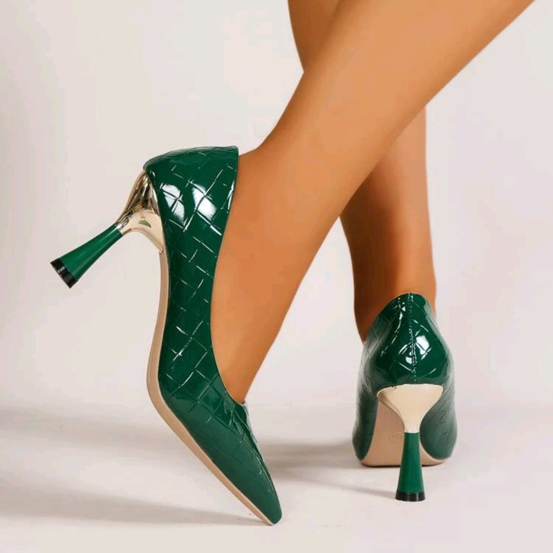 Zapatos de Tacón de Copa con Textura de Cocodrilo