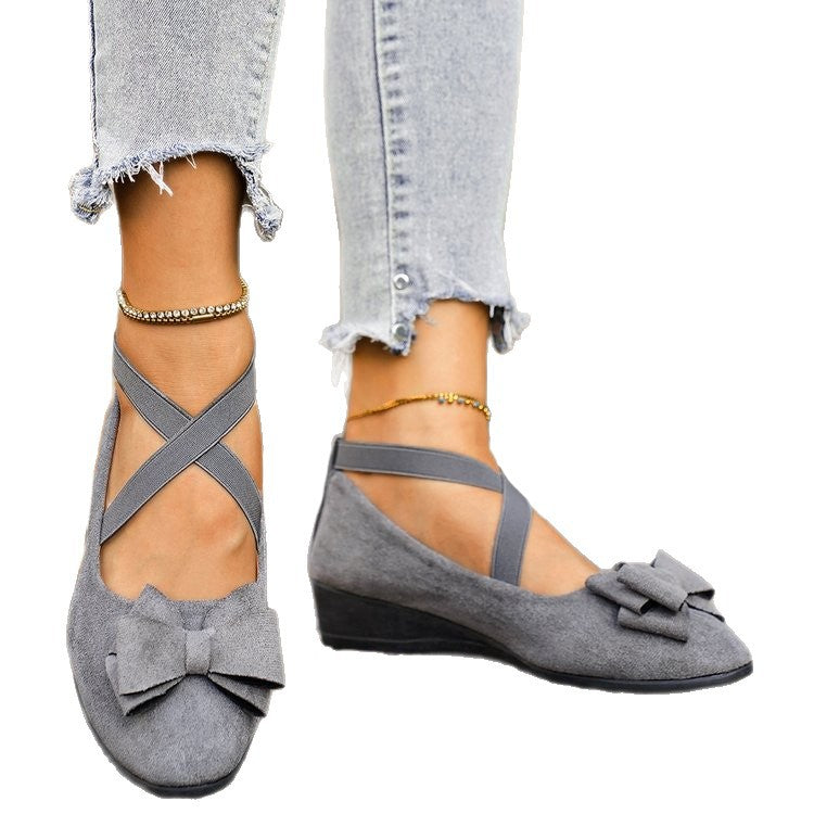 Zapatos de Cuña con Moño y Tiras Cruzadas para Mujer
