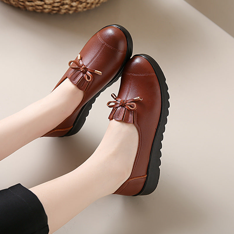 Zapatos planos casuales de piel auténtica