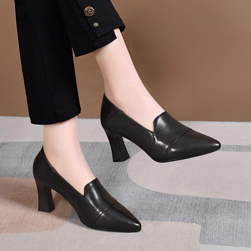 Zapatos de tacón alto de cuero auténtico