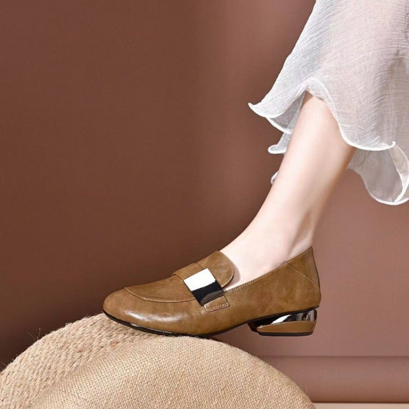 Zapatos retro de piel de vaca suave