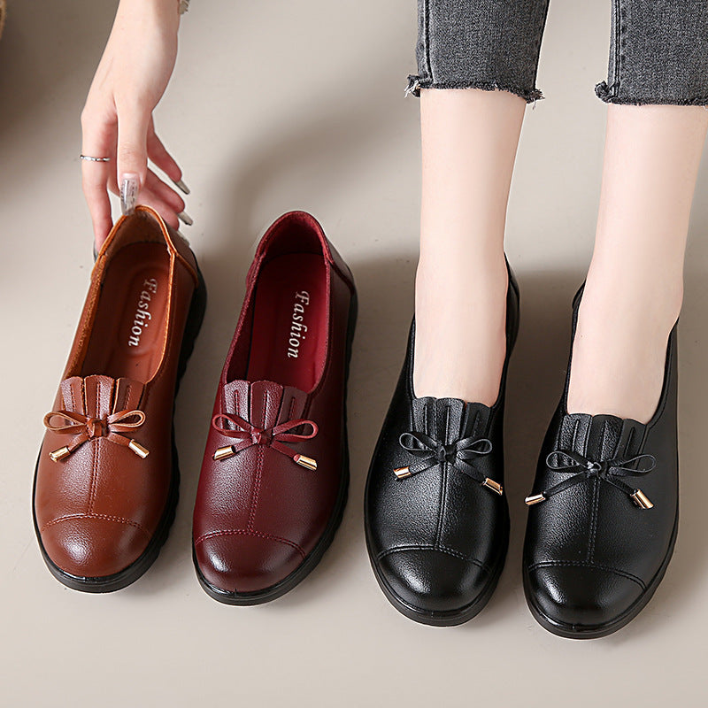 Zapatos planos casuales de piel auténtica