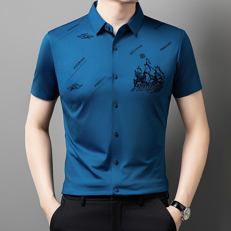 Camisa de hombre de negocios de manga corta con botones