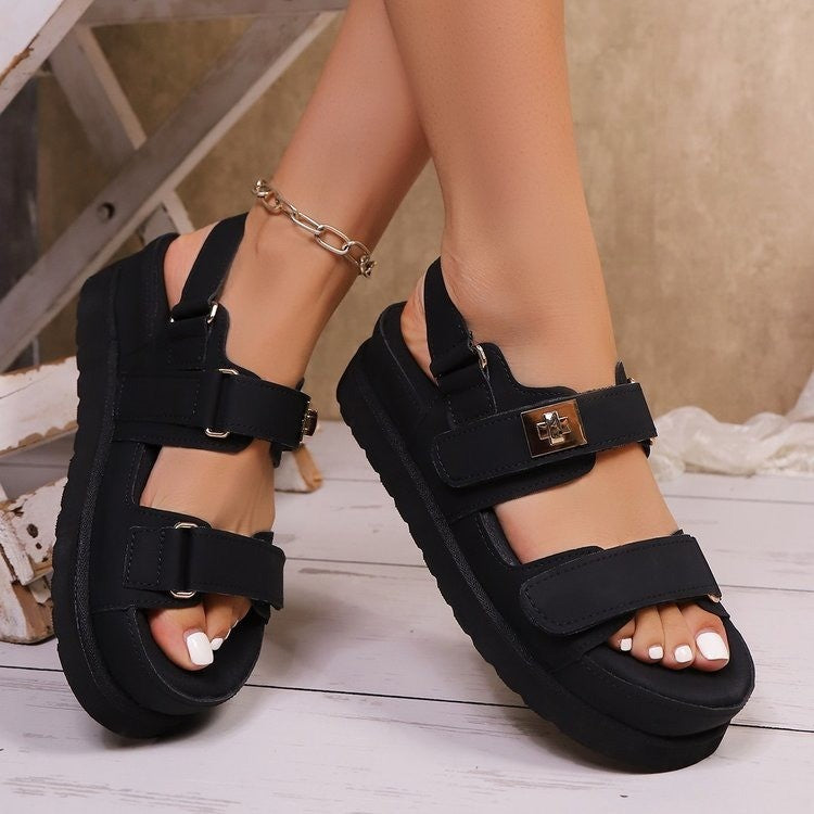 Zapatos de plataforma para mujer con cierre de velcro