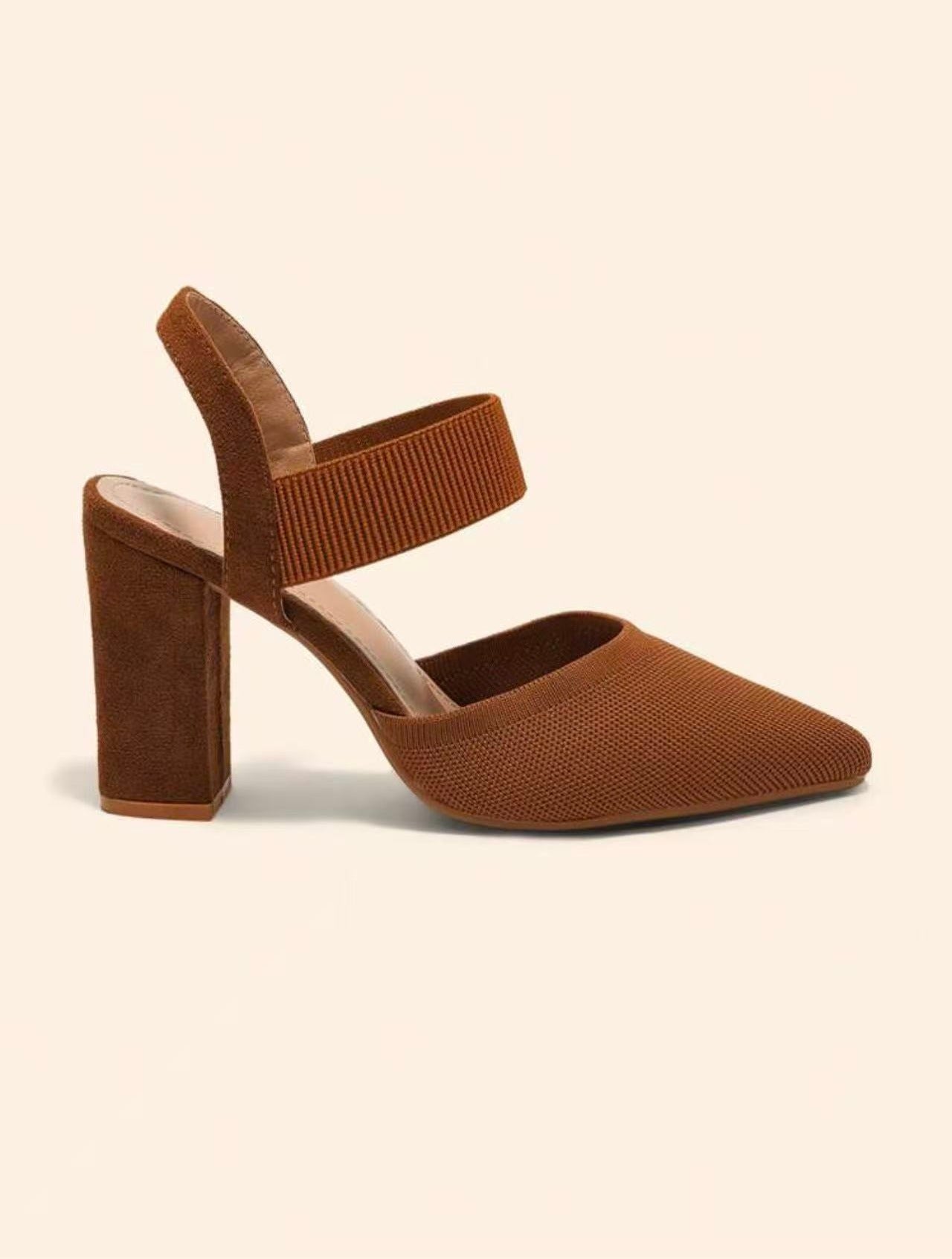 Tacones de Tacon Cuadrado con Punta Afilada para Mujer