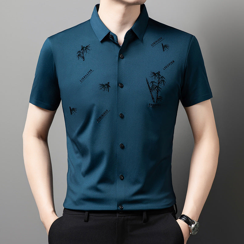 Camisa de hombre de negocios de manga corta con botones