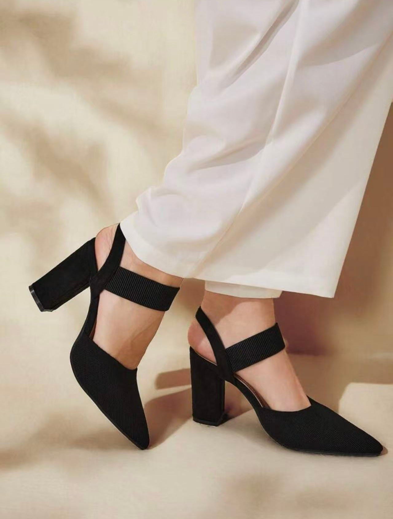 Tacones de Tacon Cuadrado con Punta Afilada para Mujer
