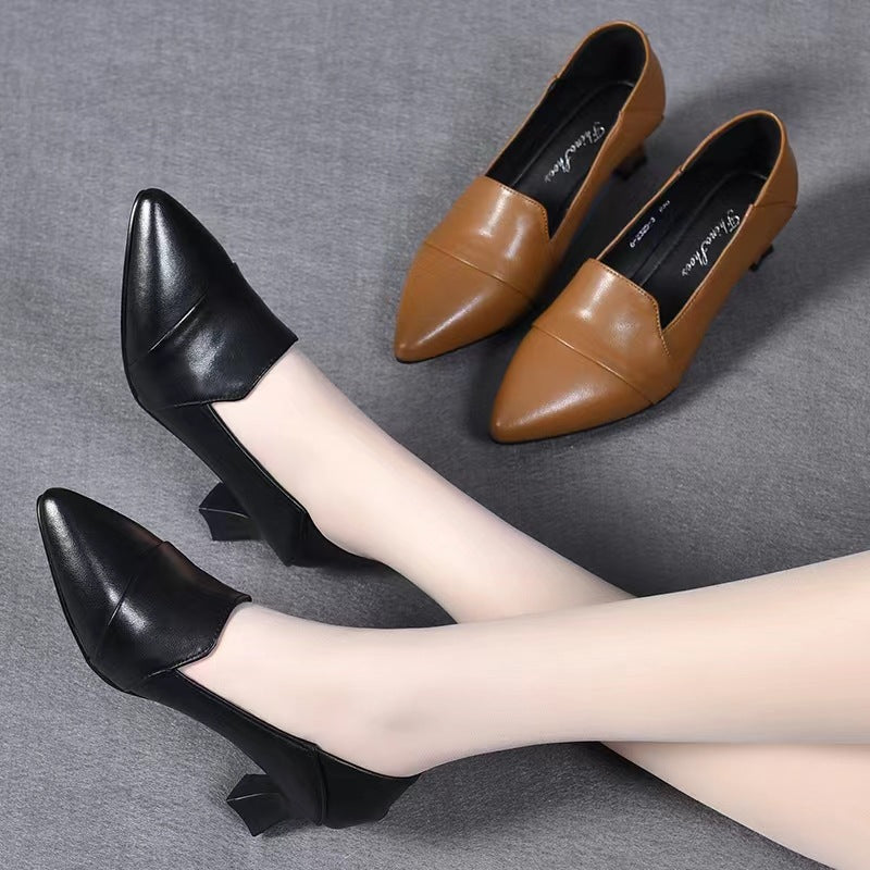 Zapatos de tacón alto de cuero auténtico
