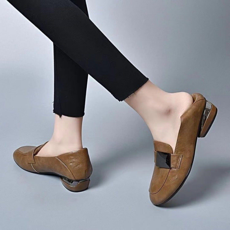 Zapatos retro de piel de vaca suave