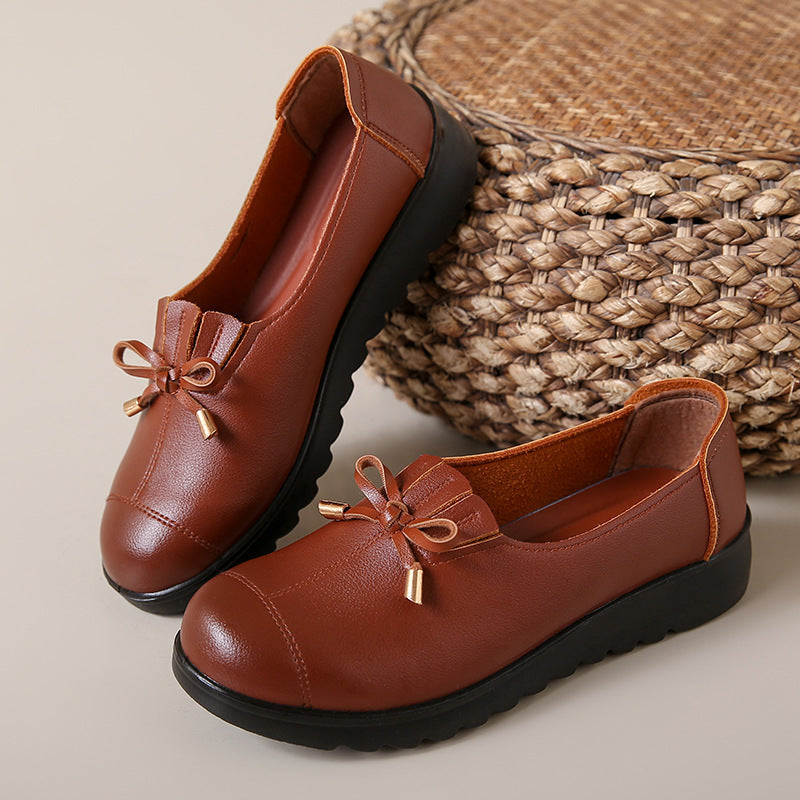 Zapatos planos casuales de piel auténtica