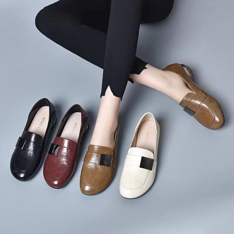 Zapatos retro de piel de vaca suave