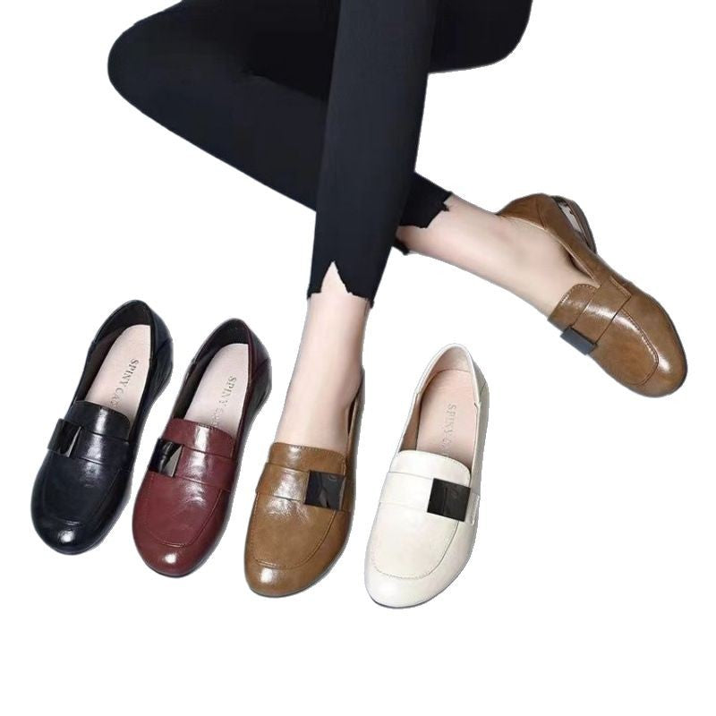 Zapatos retro de piel de vaca suave