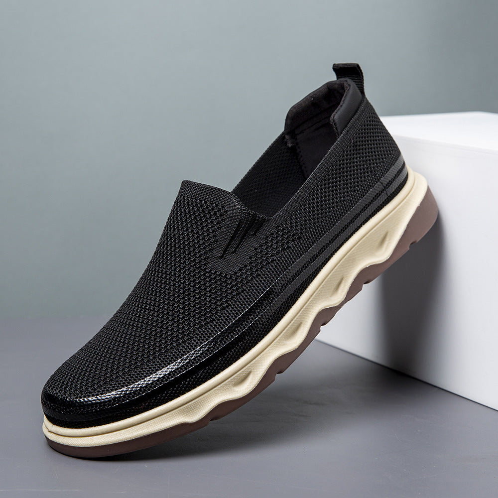 Zapatos casuales tejidos sin cordones y con vuelo