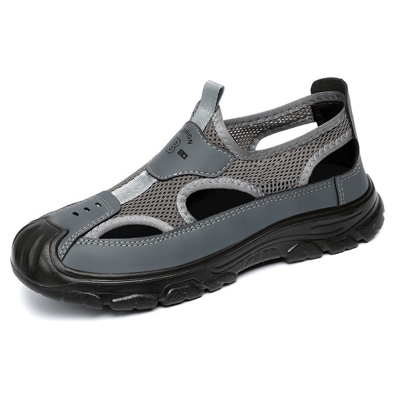 Sandalias masculinas nuevas zapatillas masculinas huecas con superficie de malla transpirable en verano