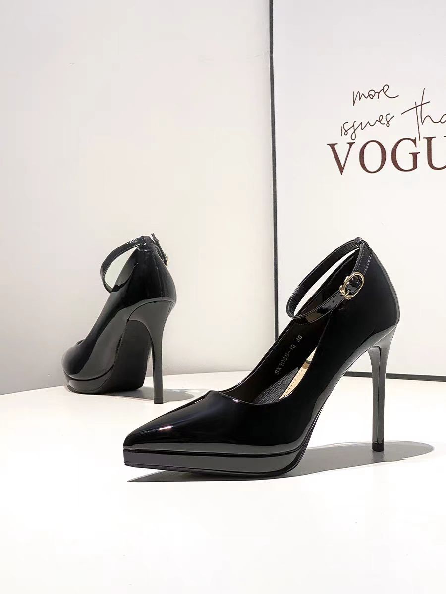Zapatos de Tacón Alto con Punta y Correa de Tobillo
