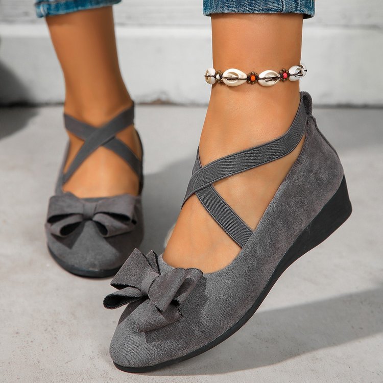 Zapatos de Cuña con Moño y Tiras Cruzadas para Mujer