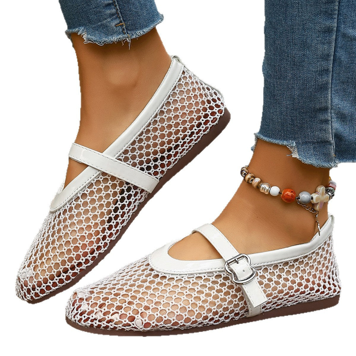 Zapatillas sin cordones de malla transpirable con suela blanda