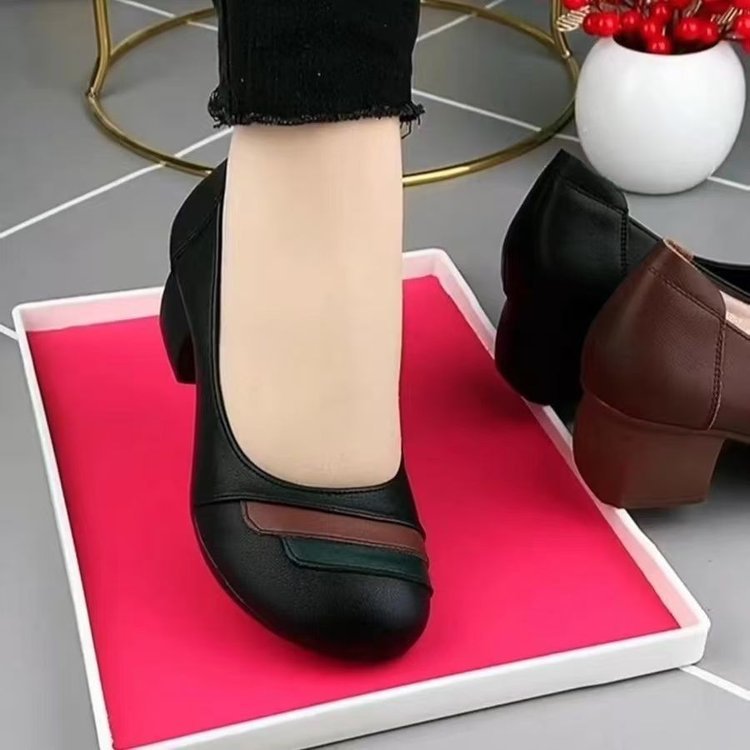 Zapatos de piel con bloques de color retro