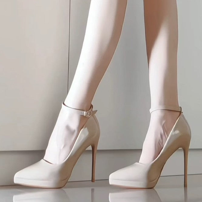 Zapatos de Tacón Alto con Punta y Correa de Tobillo