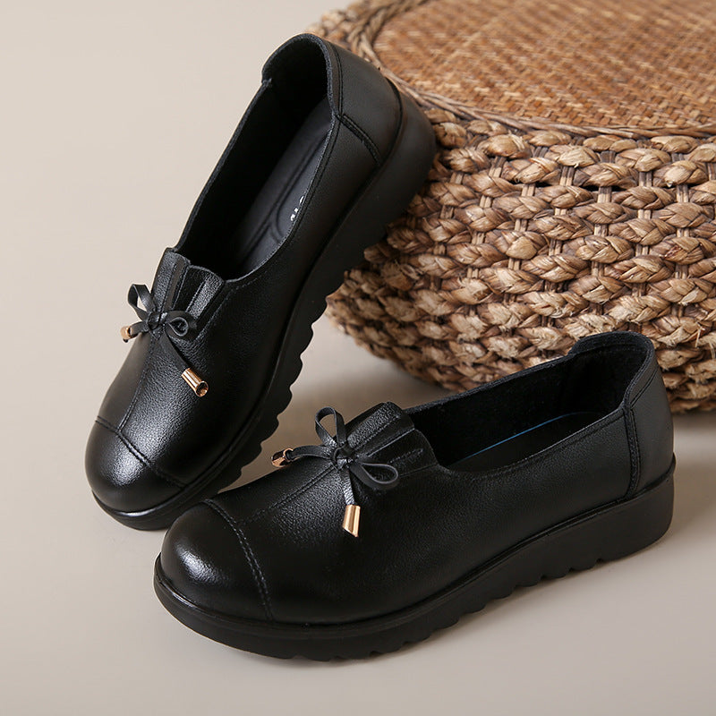 Zapatos planos casuales de piel auténtica