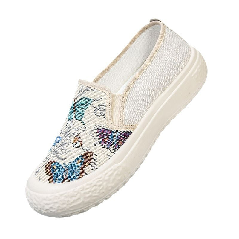 Zapatos de tacón con suela blanda y estilo étnico