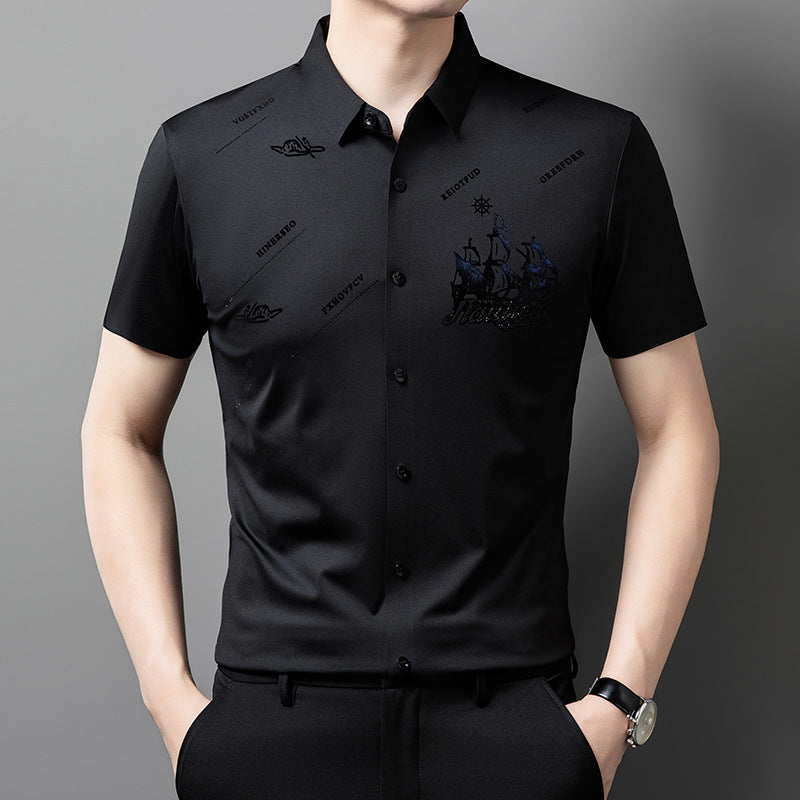 Camisa de hombre de negocios de manga corta con botones