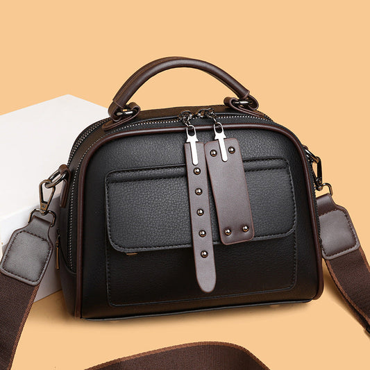Bolso bandolera retro de piel suave para mujer