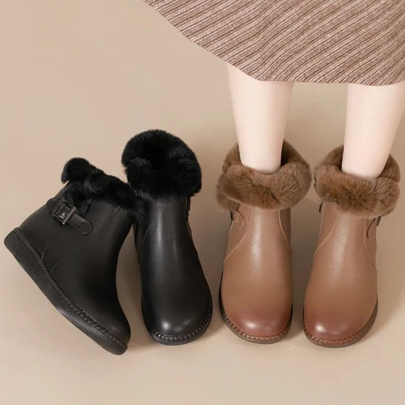 Botas de lana con suela blanda de cuero genuino