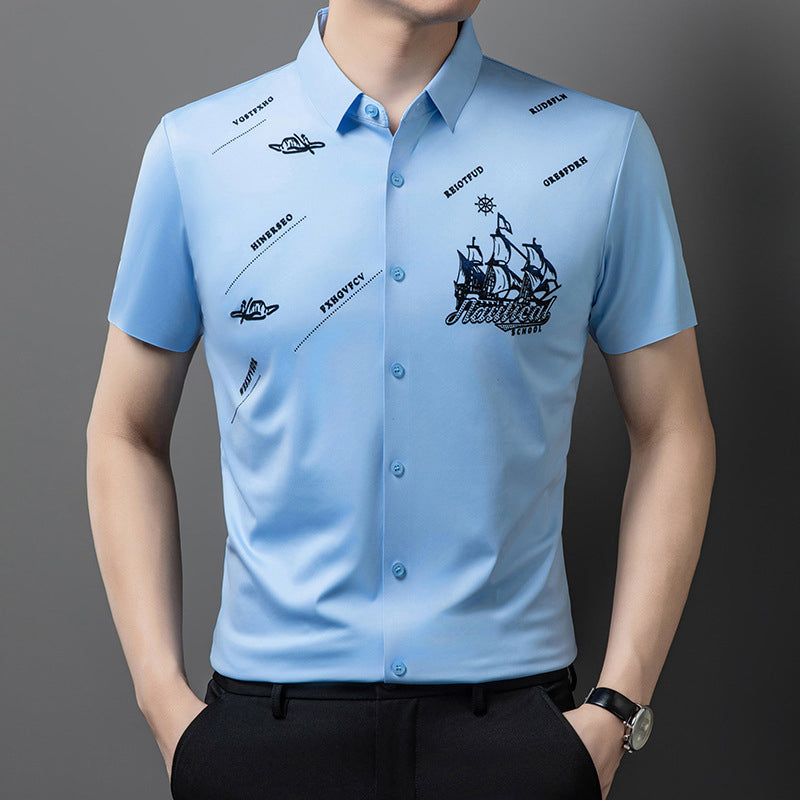 Camisa de hombre de negocios de manga corta con botones