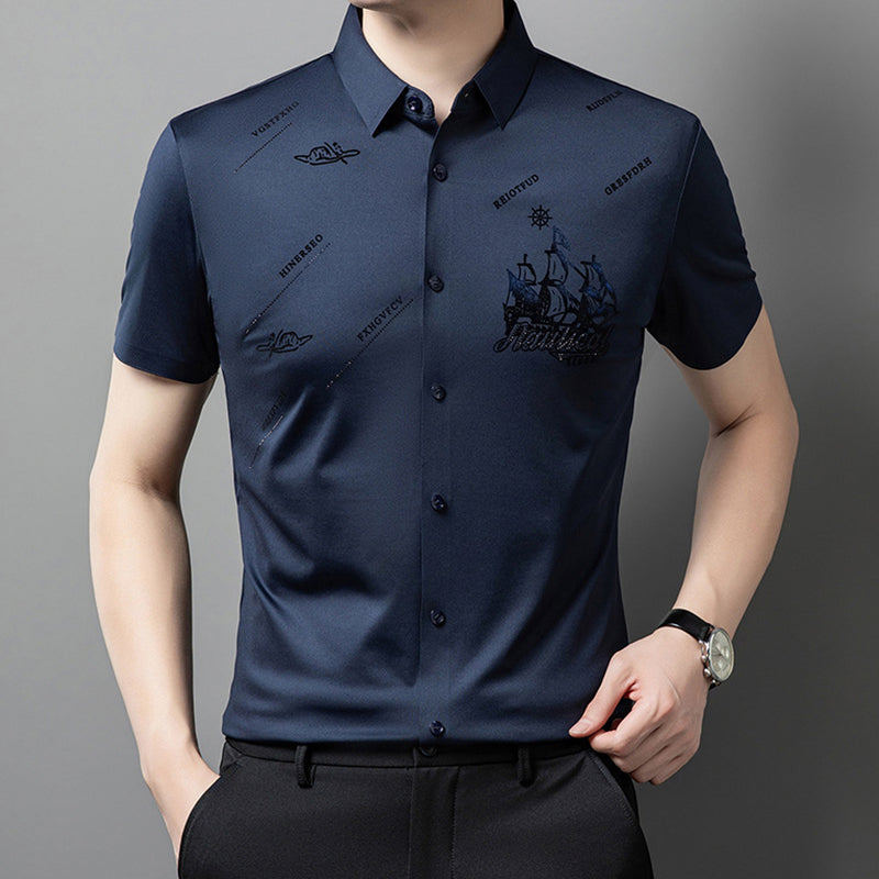 Camisa de hombre de negocios de manga corta con botones