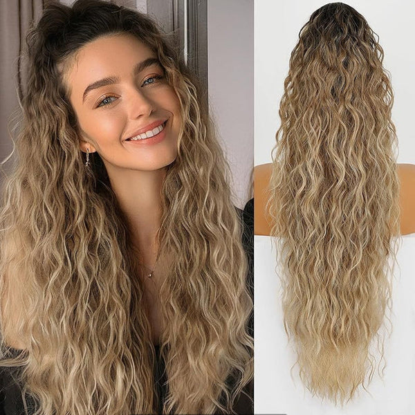 💜 PROMOCIÓN DE ÚLTIMO DÍA 💜 Extensiones de cabello rizado, ondulado y encrespado con coleta