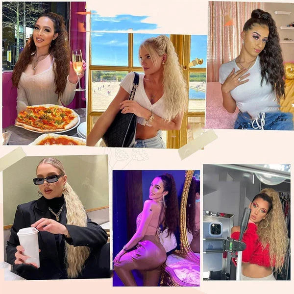 💜 PROMOCIÓN DE ÚLTIMO DÍA 💜 Extensiones de cabello rizado, ondulado y encrespado con coleta
